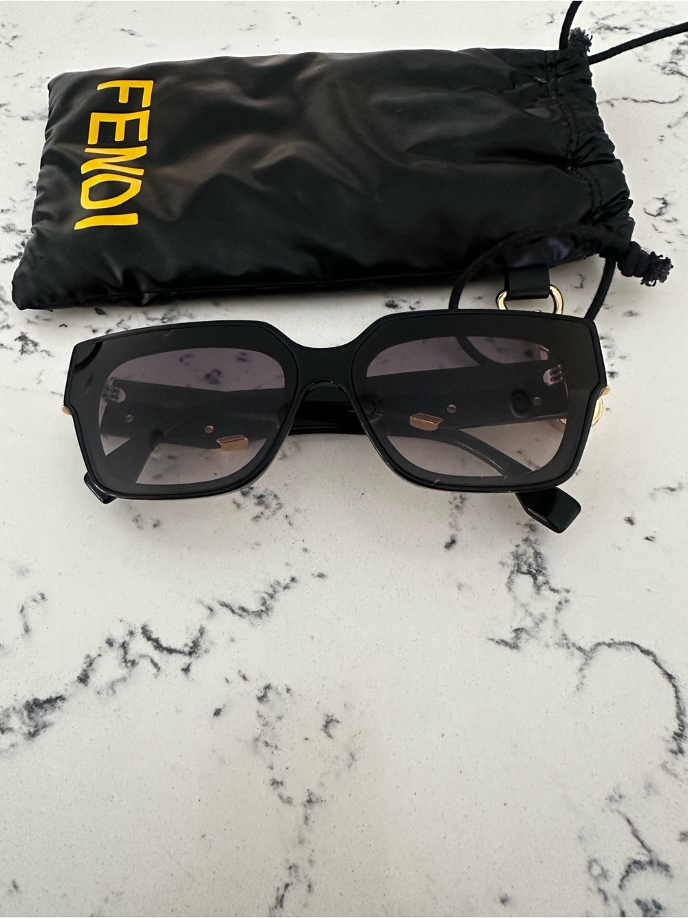 Fendi Black Frame Sunglasses with Gray Gradient Lenses